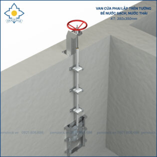 Van cửa phai trên tường lắp bể nước sạch; nước thải kích thước 350.350mm Van cửa phai trên tường lắp bể nước sạch; nước thải kích thước 350.350mm