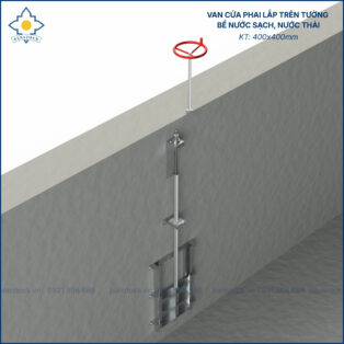 Van cửa phai trên tường lắp bể nước sạch; nước thải kích thước 400.400mm