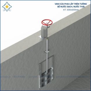 Van cửa phai trên tường lắp bể nước sạch; nước thải kích thước 500.500mm