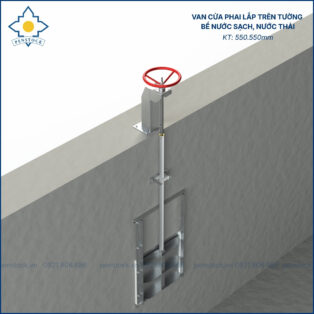 Van cửa phai trên tường lắp bể nước sạch; nước thải kích thước 550.550mm