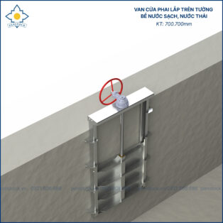 Van cửa phai trên tường lắp trong hố ga kích thước 700.700mm Van cửa phai trên tường lắp trong hố ga kích thước 700.700mm