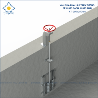 Van cửa phai trên tường lắp bể nước sạch; nước thải kích thước 300.300mm
