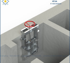 Van cửa phai trên tường lắp trong hố ga kích thước 600.600mm Van cửa phai trên tường lắp trong hố ga kích thước 600.600mm