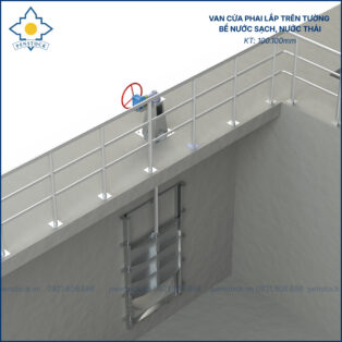 Van cửa phai trên tường lắp bể nước sạch; nước thải kích thước 1000.1000mm