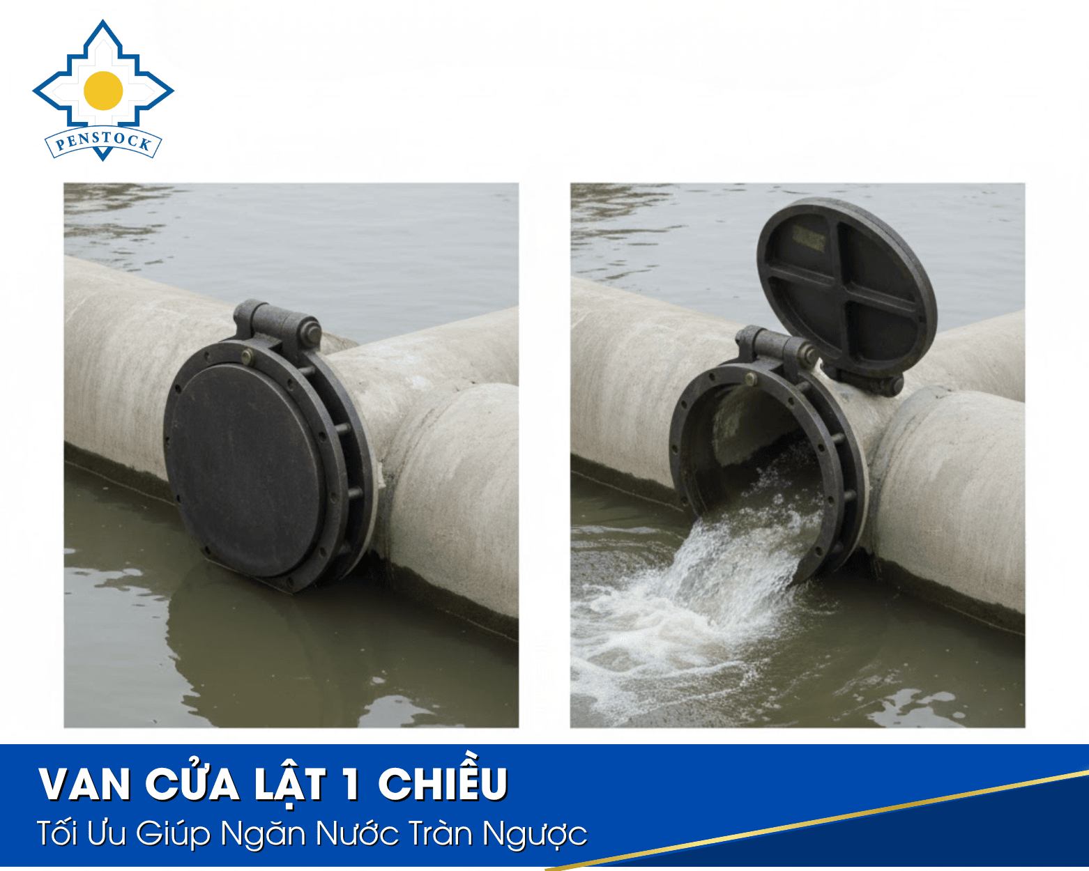Van cửa lật một chiều giúp ngăn nước tràn ngược