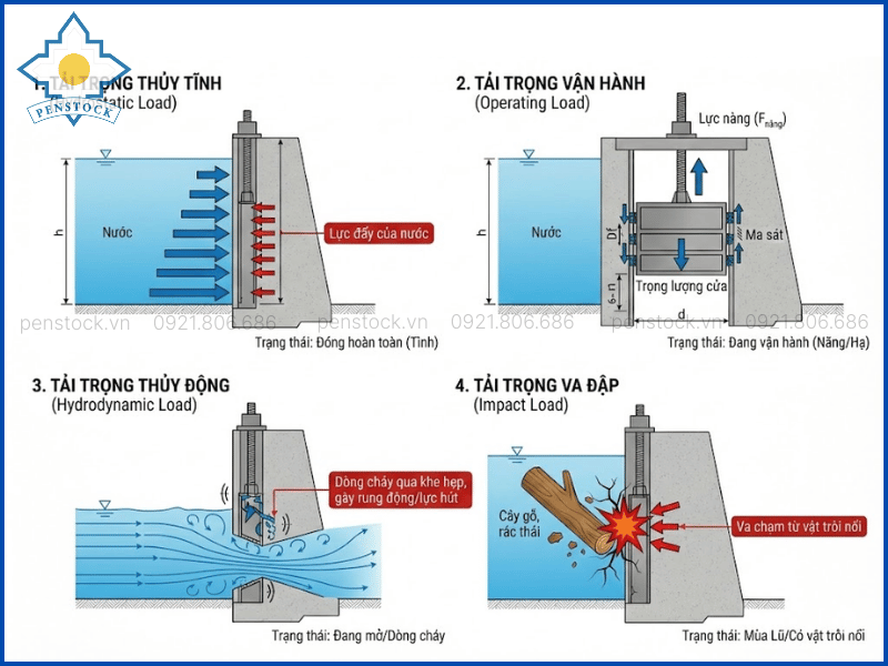 Các loại tải trọng tác động lên van cửa phai