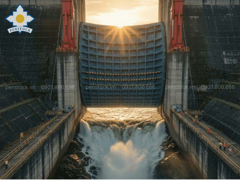 Hình ảnh Van cửa van cong tại đập lớn