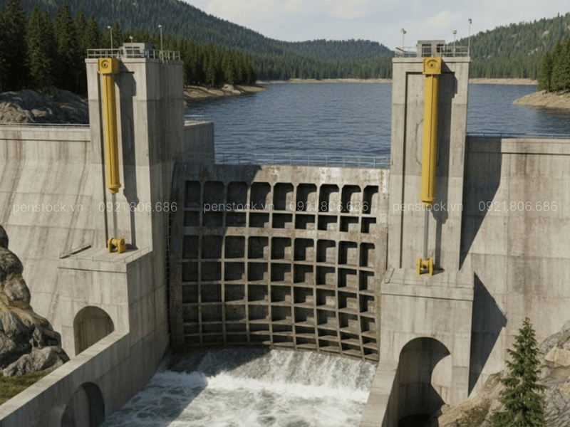 Hình ảnh thực tế van điều tiết cửa đập