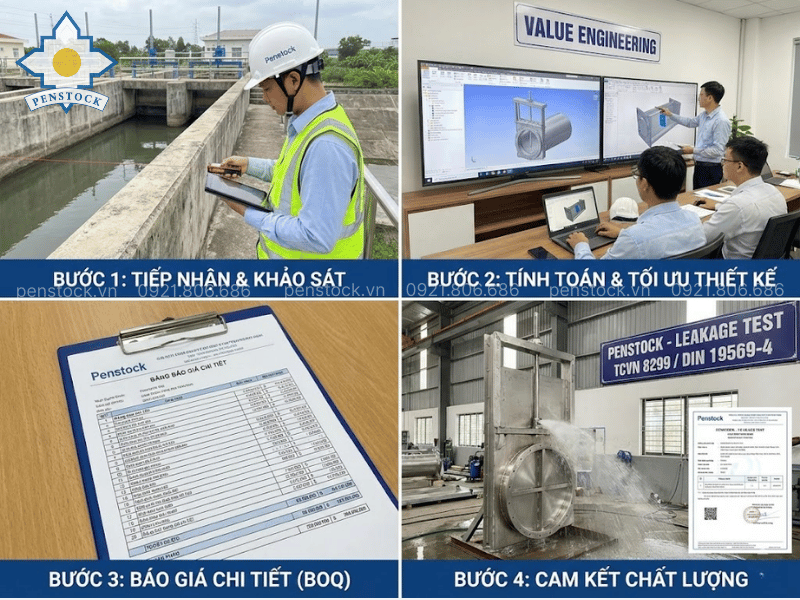 Quy trình nhận báo giá và cam kết chất lượng tại Penstock