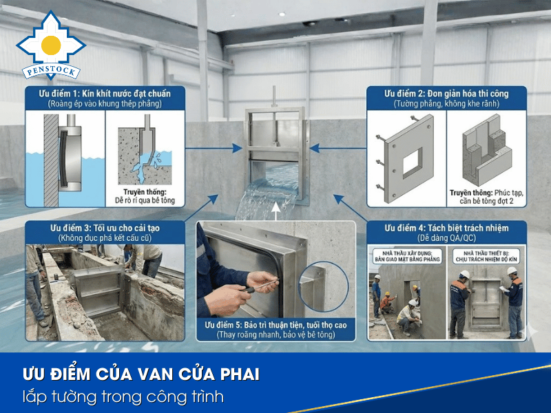 Ưu điểm của van cửa phai lắp tường