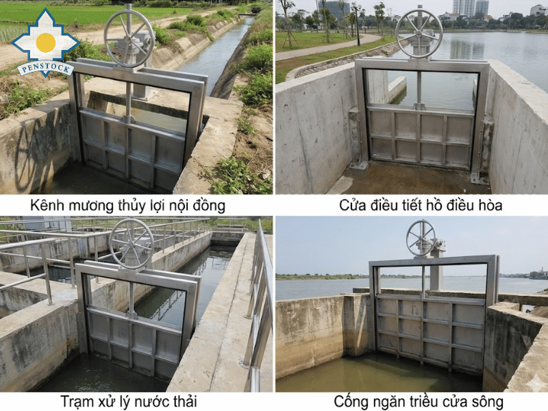 Van cửa phai vận hành thủ công được sử dụng rộng rãi trong các công trình thuỷ lợi