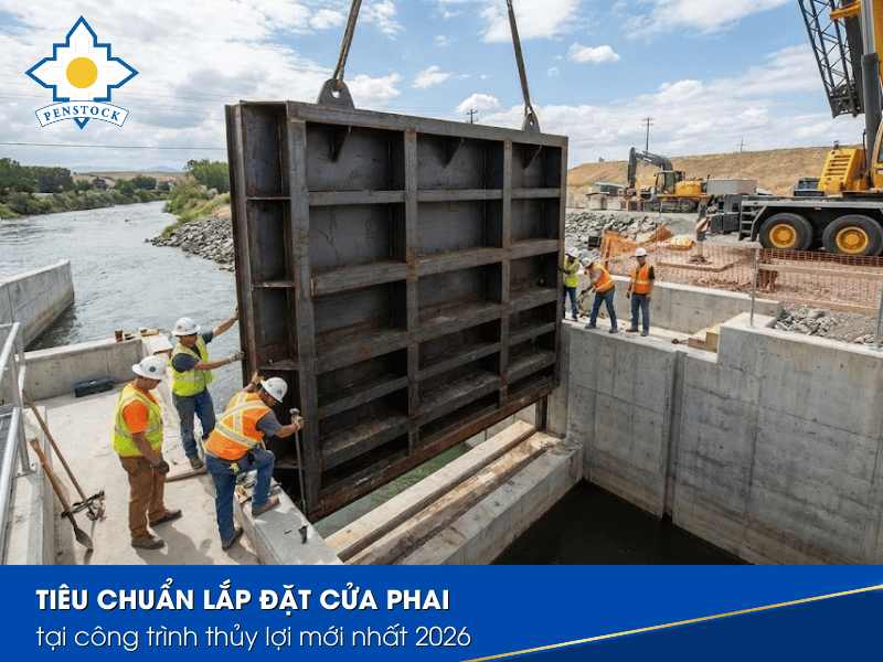 lắp đặt cửa phai tại công trình thủy lợi