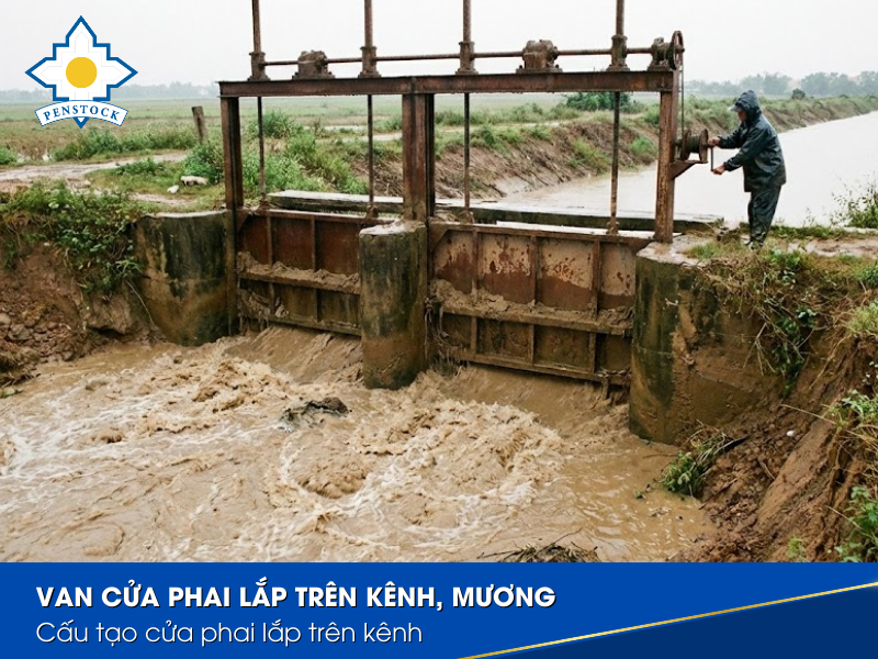 Van cửa phai lắp trên kênh, mương