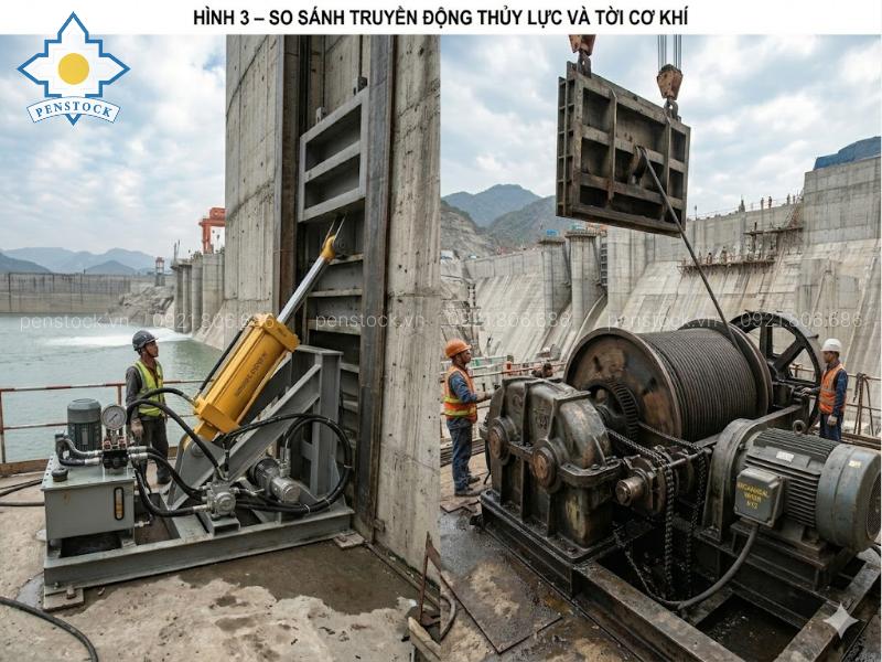 Bộ truyền động thủy lực cửa phai đập
