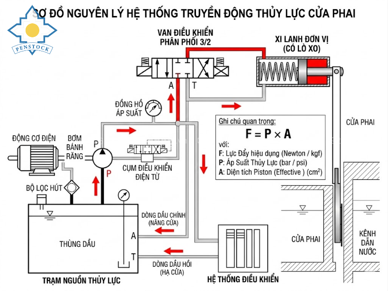 Bộ truyền động thủy lực cửa phai đập