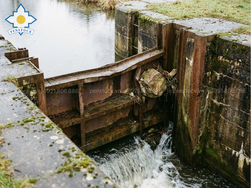 Cửa phai kênh bị kẹt