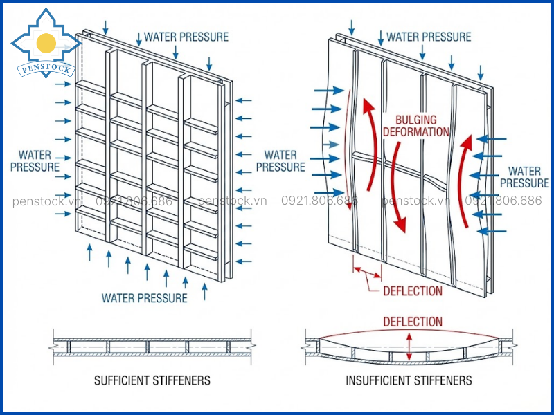 biến dạng tấm khi thiếu gân