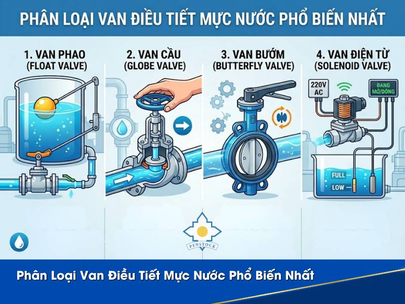 Phân Loại Van Điều Tiết Mực Nước Phổ Biến Nhất 