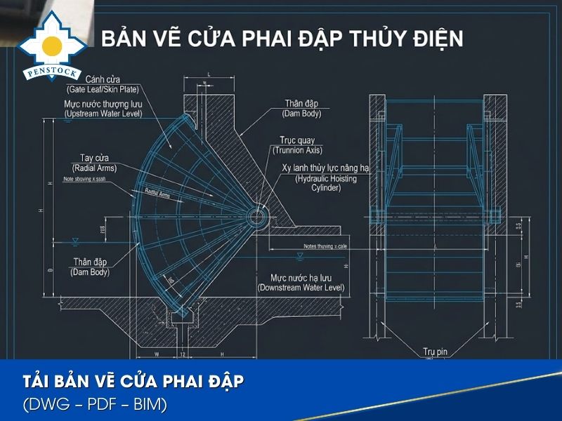 Tải bản vẽ cửa phai đập
