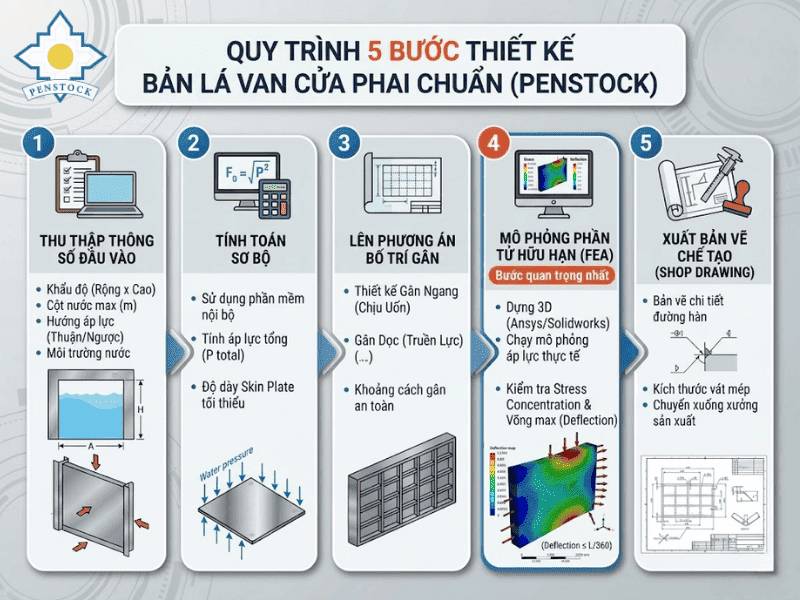 5 Bước Thiết Kế Bản Lá Van Cửa Phai Hình Chữ Nhật