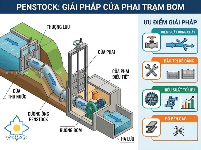 Penstock cung cấp giải pháp cửa phai trạm bơm