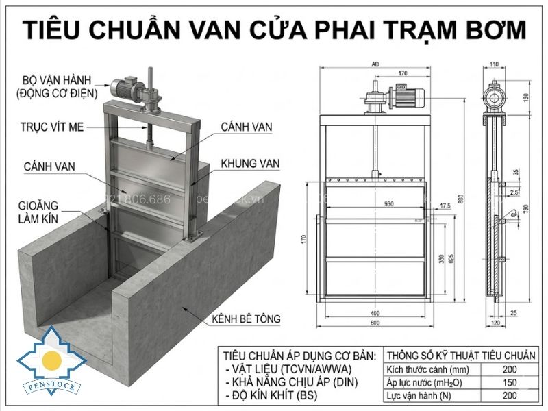 Tiêu chuẩn van cửa phai trạm bơm chuẩn
