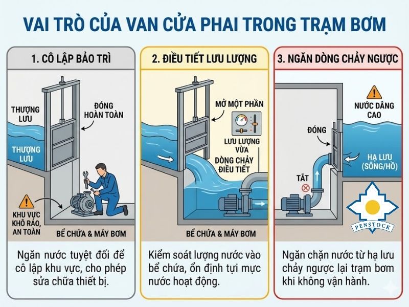Vai trò của van cửa phai trạm bơm