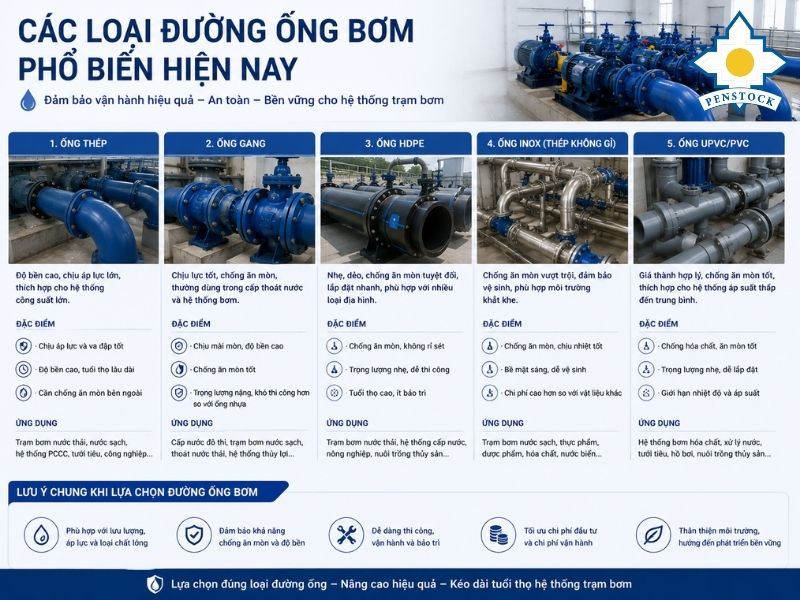 Các loại đường ống bơm phổ biến hiện nay