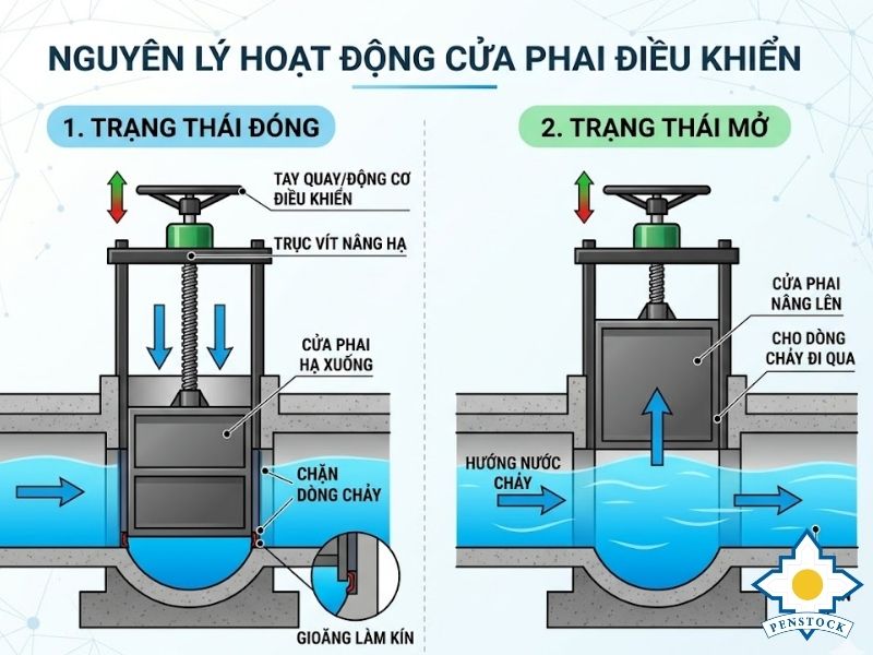 Nguyên lý hoạt động cửa phai điều khiển