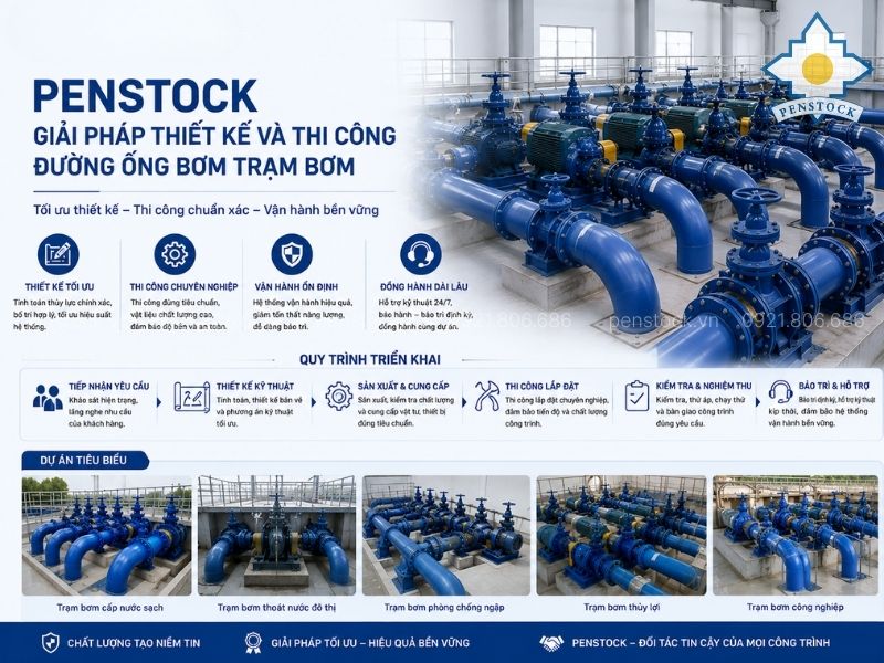 Penstock – Giải pháp thiết kế và thi công đường ống bơm trạm bơm