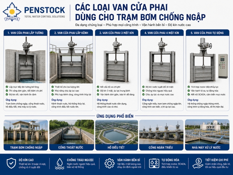 Các Loại Van Cửa Phai Dùng Cho Trạm Bơm Chống Ngập