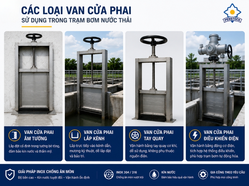 Các Loại Van Cửa Phai Thường Dùng Trong Trạm Bơm Nước Thải