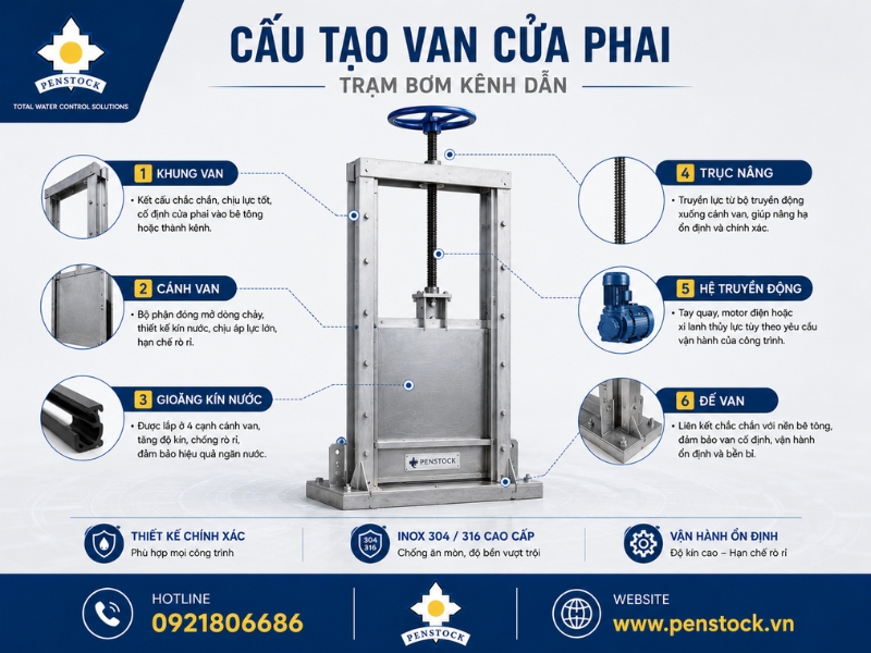 Cấu Tạo Van Cửa Phai Trạm Bơm Kênh Dẫn