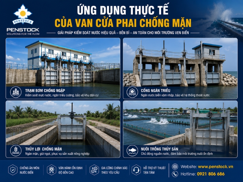 Ứng dụng thực tế của van cửa phai chống mặn