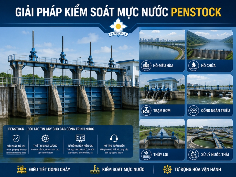 PENSTOCK – Giải Pháp Kiểm Soát Mực Nước Theo Điều Kiện Vận Hành Thực Tế