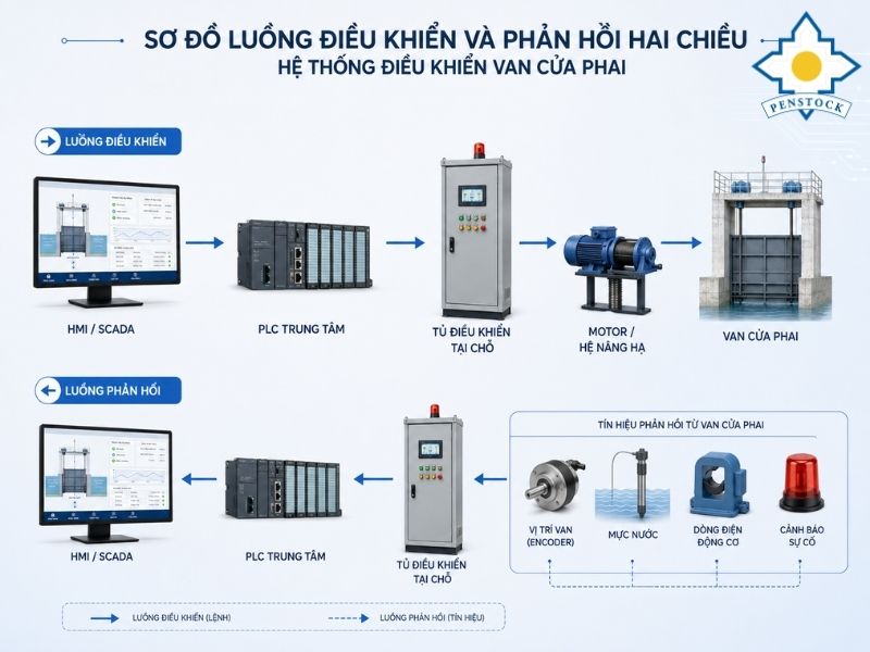 Sơ đồ luồng điều khiển và phản hồi hai chiều