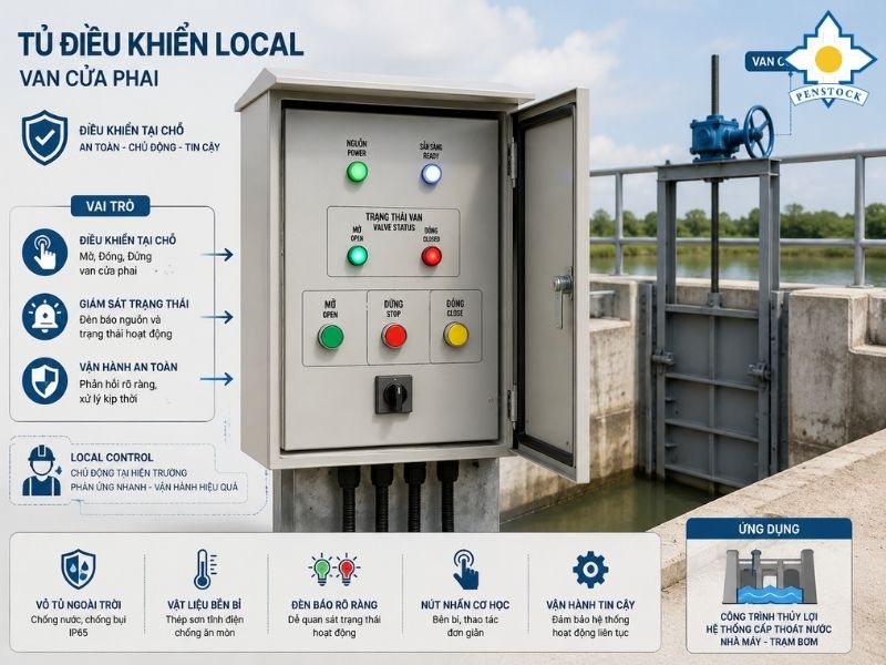 hệ thống điều khiển van cửa phai tại chỗ