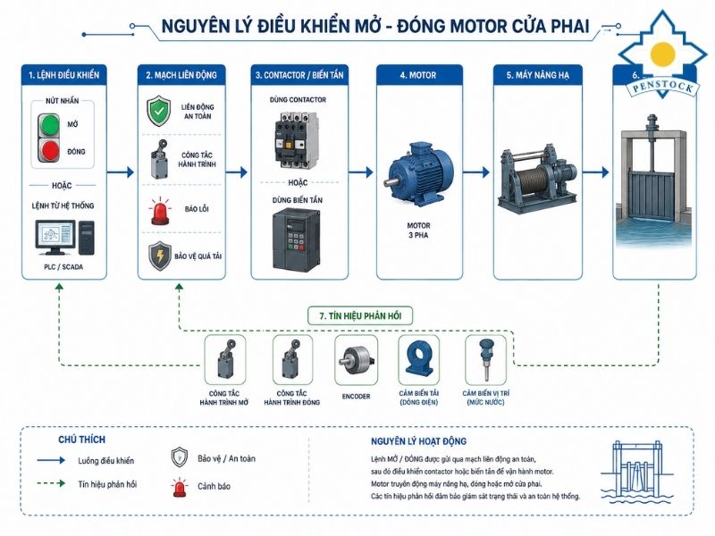 Sơ đồ nguyên lý điều khiển mở – đóng motor cửa phai