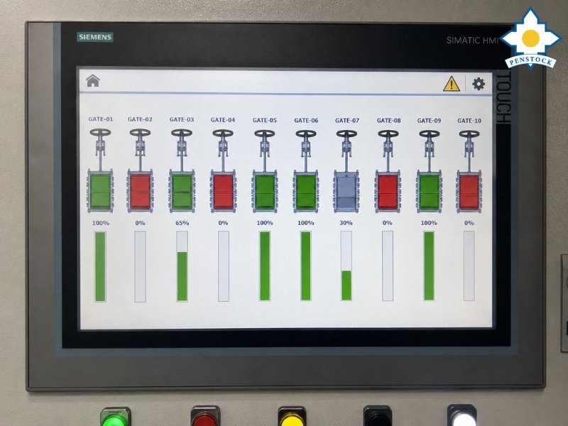 màn hình HMI hiển thị trạng thái nhiều van